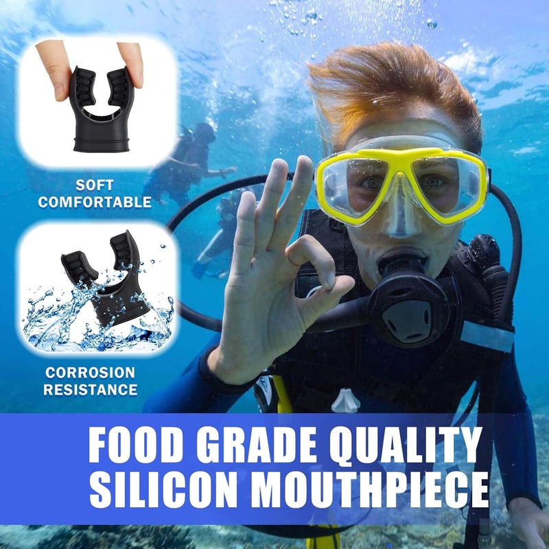 JUSTOOP Store Scuba Diving Mouthpiece, Silicone Snorkel Mouthpiece Regulator Replacement with Regulator Tie Fits Most Standard Regulators Scuba Diving Accessories, Orange/Black/Yellow/Green - Image 3